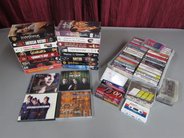 TIME FOR MUSIC & MOVIES! VHS/CASSETTES & CD'S