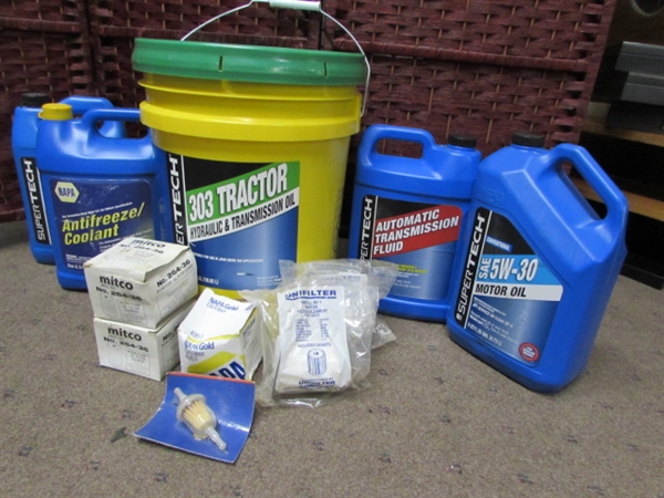 ANTIFREEZE, TRANSMISSION FLUID, OIL AND FILTERS