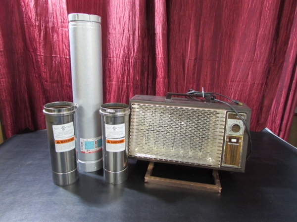 VINTAGE SPACE HEATER AND STOVE PIPE