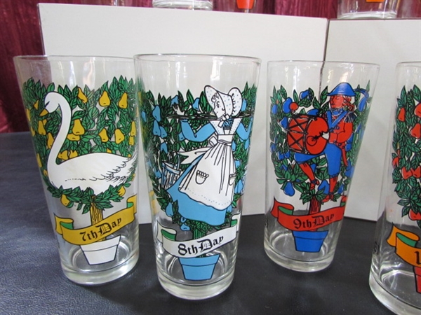 12 DAYS OF CHRISTMAS PEPSI-COLA DRINKING GLASSES