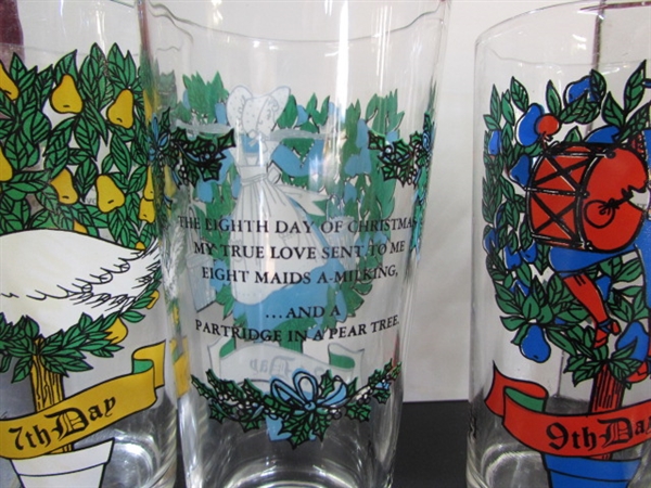 12 DAYS OF CHRISTMAS PEPSI-COLA DRINKING GLASSES