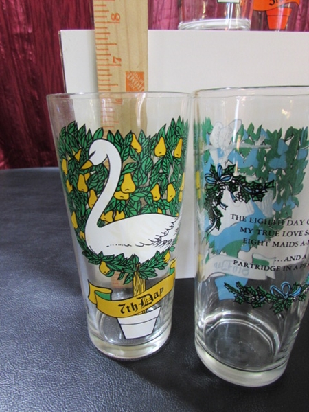 12 DAYS OF CHRISTMAS PEPSI-COLA DRINKING GLASSES