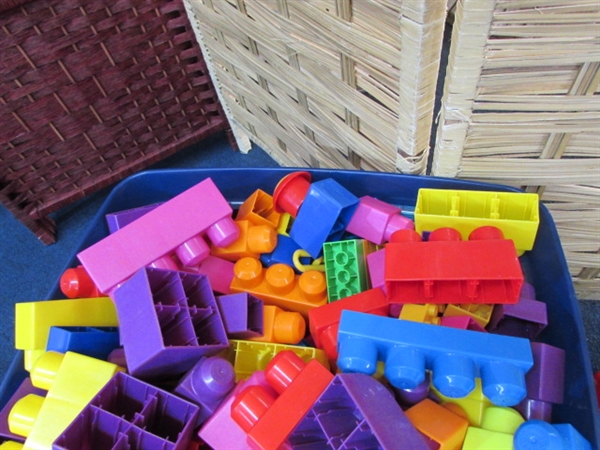 HUGE LOT OF MEGA BLOCKS & WAGON