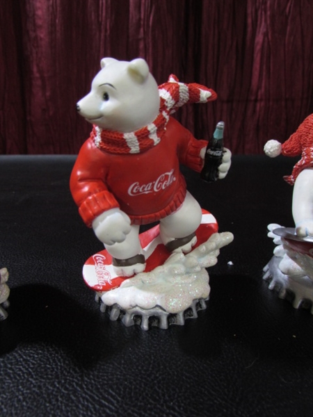 8 COCA-COLA POLAR BEAR WINTERTIME WONDER COLLECTION FIGURINES