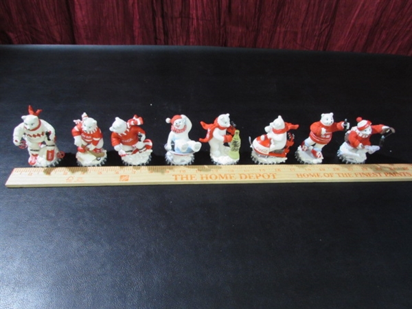 8 COCA-COLA POLAR BEAR WINTERTIME WONDER COLLECTION FIGURINES