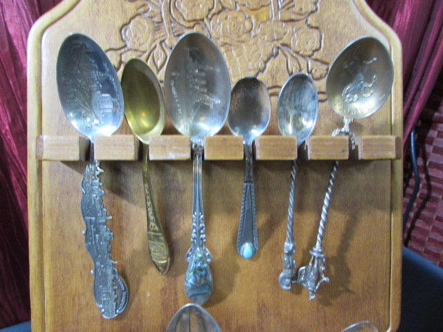 Lot Detail - SOUVENIR SPOONS & DISPLAYS