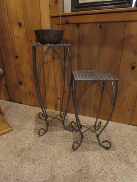 2 SMALL METAL TABLES/PLANT STANDS & MORE