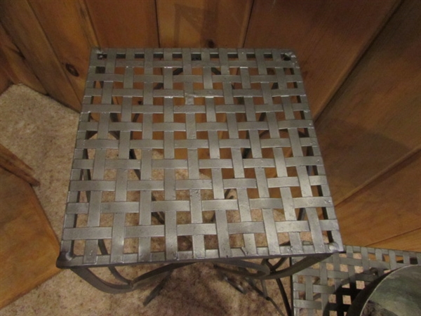 2 SMALL METAL TABLES/PLANT STANDS & MORE