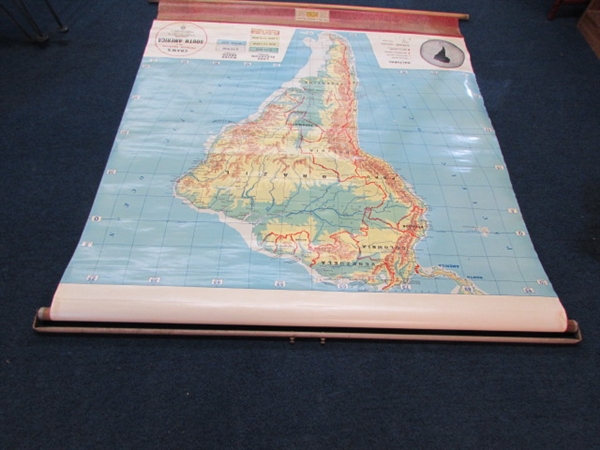 VINTAGE CRAM'S ROLL UP MAP OF SOUTH AMERICA