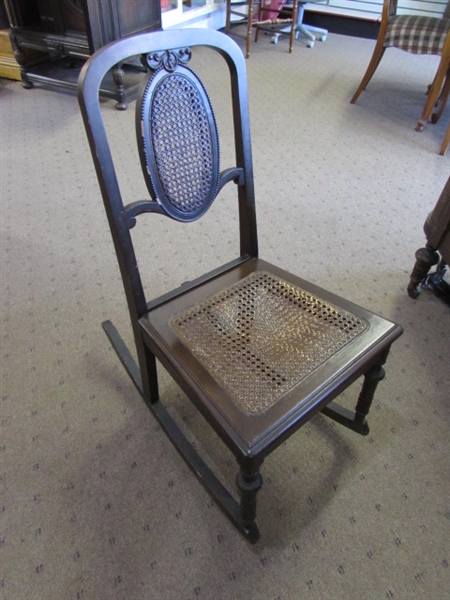 TURN OF THE CENTURY CANED ROCKING CHAIR