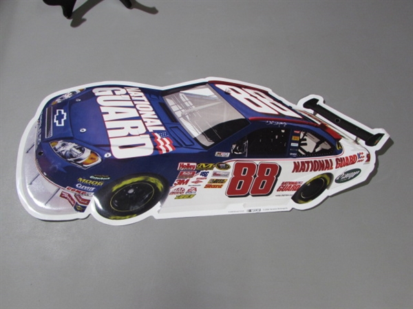 2 DALE EARNHARDT JR RACE CAR SHAPED METAL SIGNS