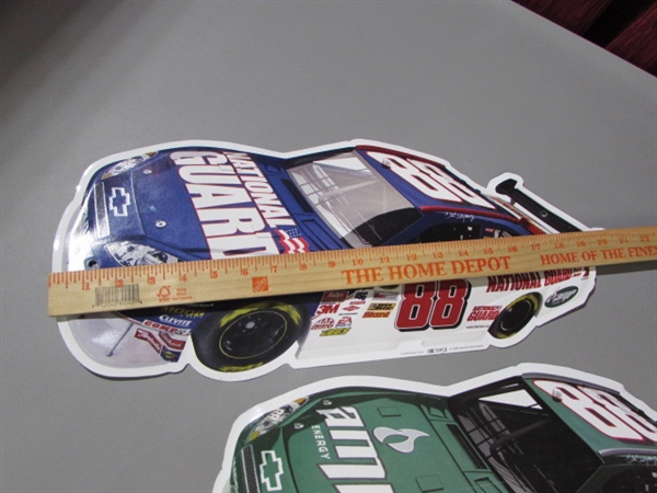 2 DALE EARNHARDT JR RACE CAR SHAPED METAL SIGNS