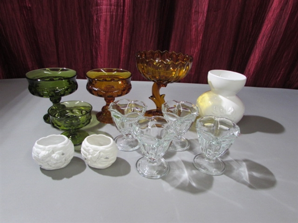 INDIANA GLASS CO - KINGS CROWN THUMBPRINT BOWLS & MORE