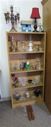 5 SHELF BOOKCASE LOADED WITH CANDLE HOLDERS & MORE