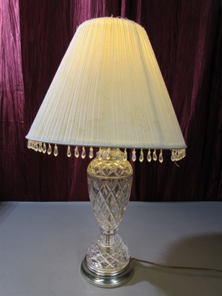 CRYSTAL LAMP WITH PLEATED SHADE