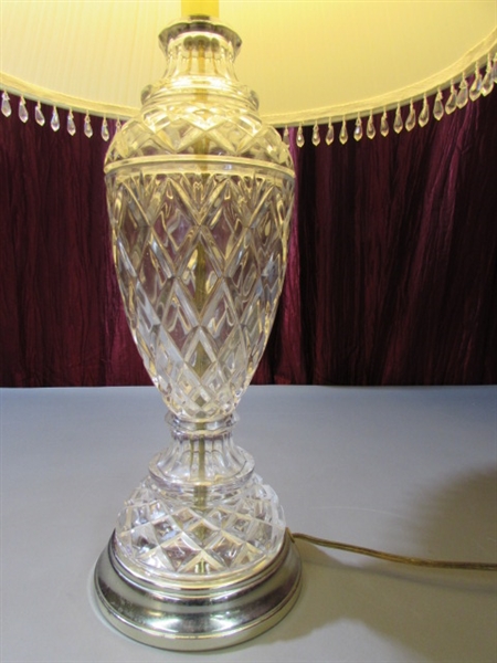 CRYSTAL LAMP WITH PLEATED SHADE