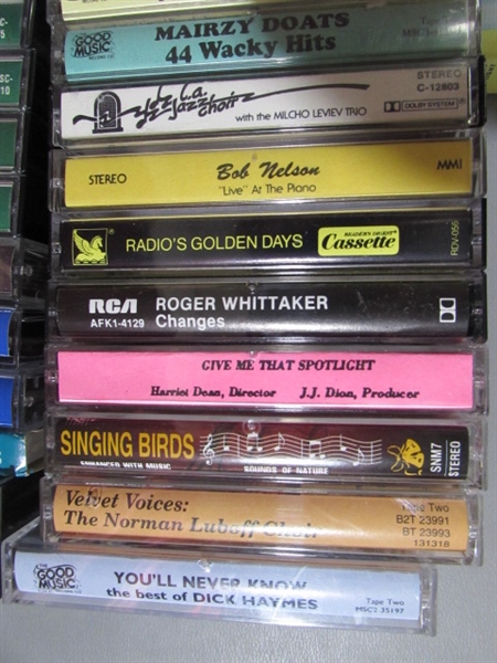 CASSETTE TAPES AND DVDS