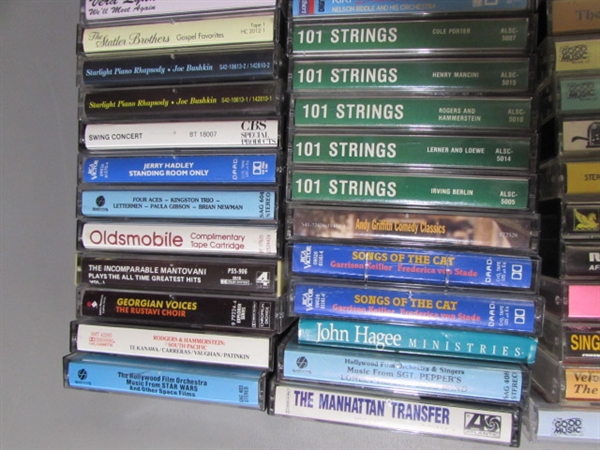 CASSETTE TAPES AND DVDS