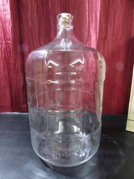 5 GALLON GLASS JAR AND CERAMIC WATER CROCK