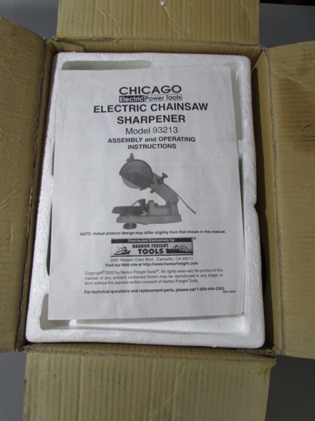 ELECTRIC CHAIN SAW SHARPENER AND LUMBER MARKER