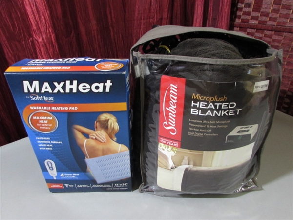 SUNBEAM HEATED BLANKET AND MAXHEAT HEATING PAD