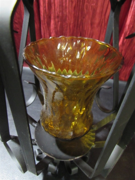 VINTAGE MCCOY DOUBLE TULIP VASE & OTHER DECOR ITEMS