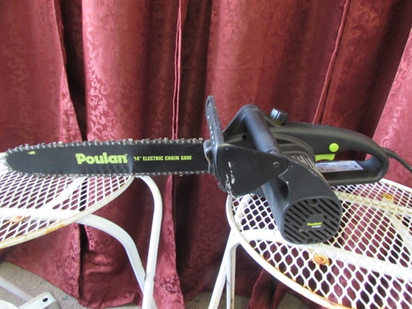 POULAN ELECTRIC CHAINSAW & YARD CARE ITEMS PLUS