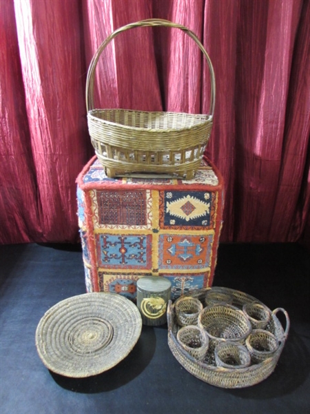 FABRIC OTTOMAN & BASKETS