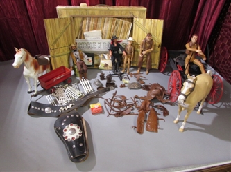 1960s JOHNNY WEST CIRCLE X RANCH PLAYSET WITH EXTRAS