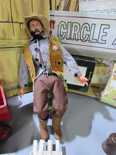 1960's JOHNNY WEST CIRCLE X RANCH PLAYSET WITH EXTRAS