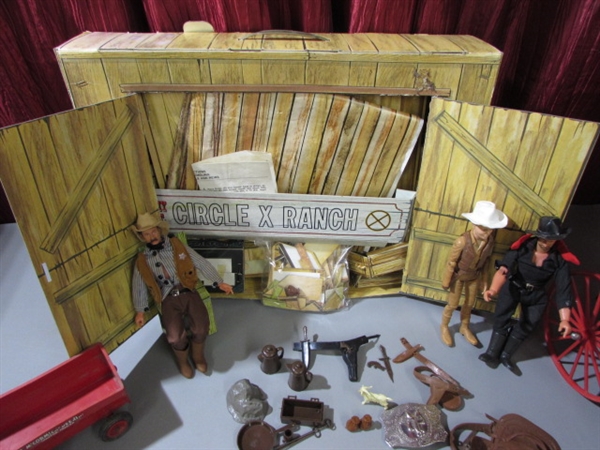 1960's JOHNNY WEST CIRCLE X RANCH PLAYSET WITH EXTRAS