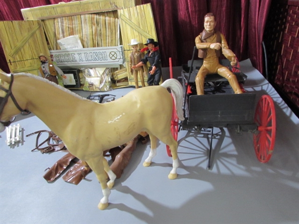 1960's JOHNNY WEST CIRCLE X RANCH PLAYSET WITH EXTRAS