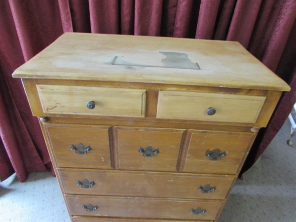 VINTAGE 6 DRAWER HIGHBOY - SOLID MAPLE WITH DOVETAIL DRAWERS