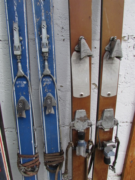 VINTAGE SKIS & POLES FOR DECOR