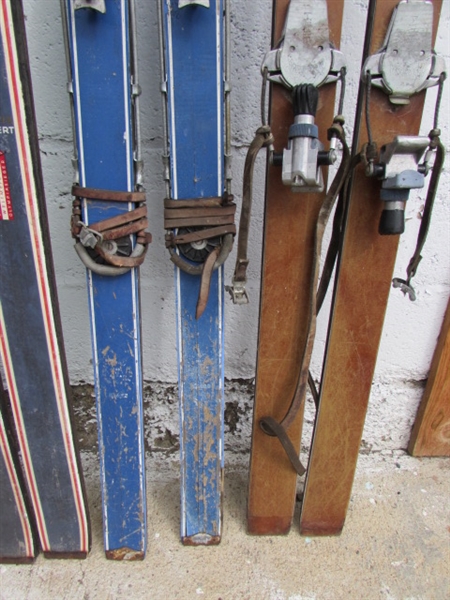 VINTAGE SKIS & POLES FOR DECOR