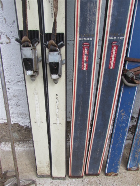 VINTAGE SKIS & POLES FOR DECOR