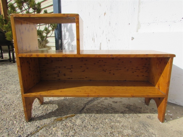 TWO WOOD BOOKSHELVES