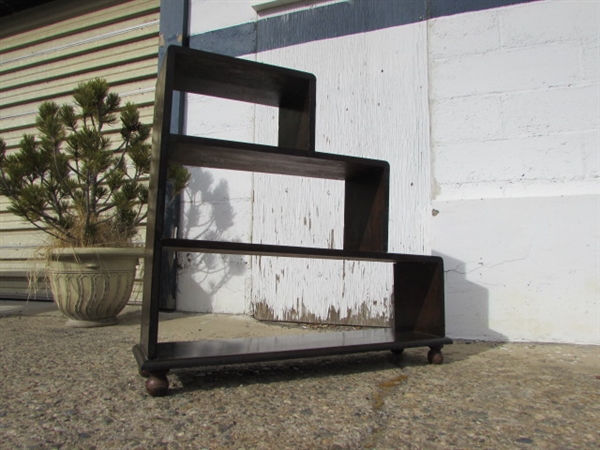 TWO WOOD BOOKSHELVES