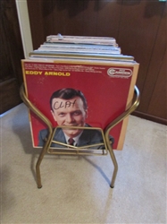 MID-CENTURY MOD LP HOLDER WITH RECORDS *LOCATED OFF-SITE #2*