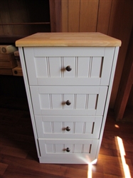 SMALL 4 DRAWER CABINET WITH SOLID WOOD TOP *LOCATED OFF-SITE #2*