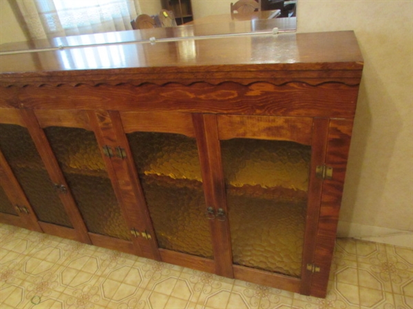 VINTAGE BUFFET WITH AMBER GLASS DOORS *LOCATED OFF-SITE #2*