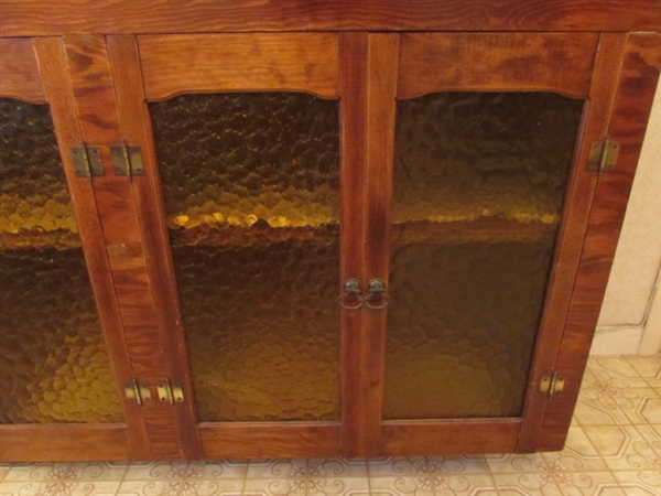 VINTAGE BUFFET WITH AMBER GLASS DOORS *LOCATED OFF-SITE #2*