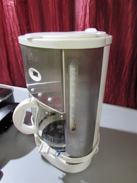 GEVALIA 12-CUP COFFEE MAKER/WEST BEND ELECTRIC SKILLET & ASST. UTENSILS