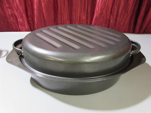 GE ELECTRIC SKILLET, OVAL ROASTER & SPAGHETTI POT WITH BASKET