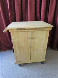 SOLID PINE KITCHEN CART/ISLAND ON CASTERS
