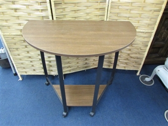 1/2 ROUND ACCENT TABLE ON CASTORS