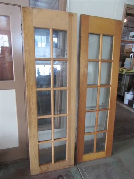 TWO WOOD & GLASS DOORS *LOCATED OFF-SITE #1*