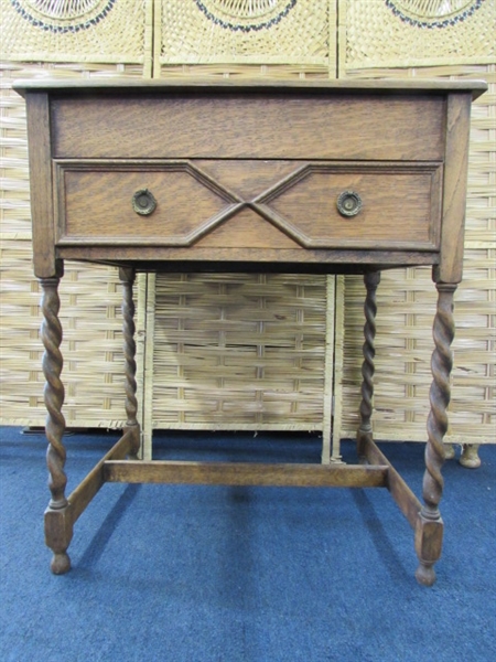 ANTIQUE CAPTAINS DESK WITH BARLEY TWIST LEGS