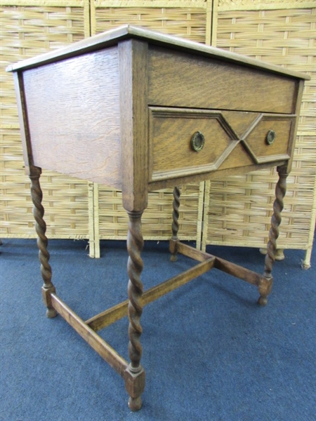 ANTIQUE CAPTAINS DESK WITH BARLEY TWIST LEGS