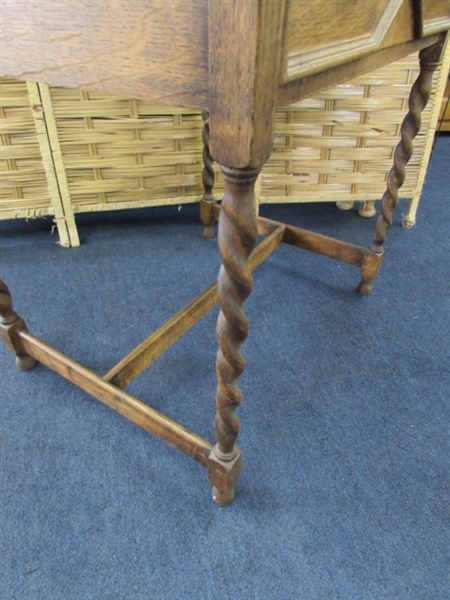 ANTIQUE CAPTAINS DESK WITH BARLEY TWIST LEGS